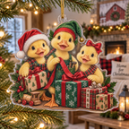 Ducklings Acrylic Christmas Ornament — digital product visualization