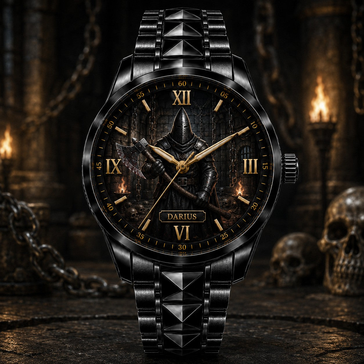 Custom Iron Executioner Dungeon Watch — personalized with a custom name