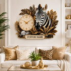 Personalized Zebra Collectors Wall Clock with a custom name set into the design