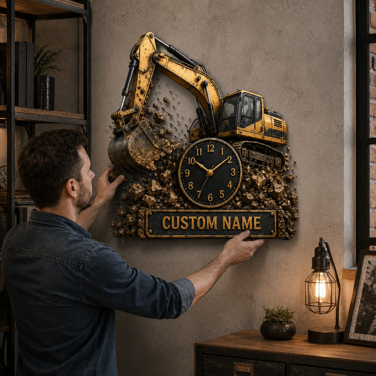 Construction Leadership Custom Name Wall Clock — personalized with a custom name