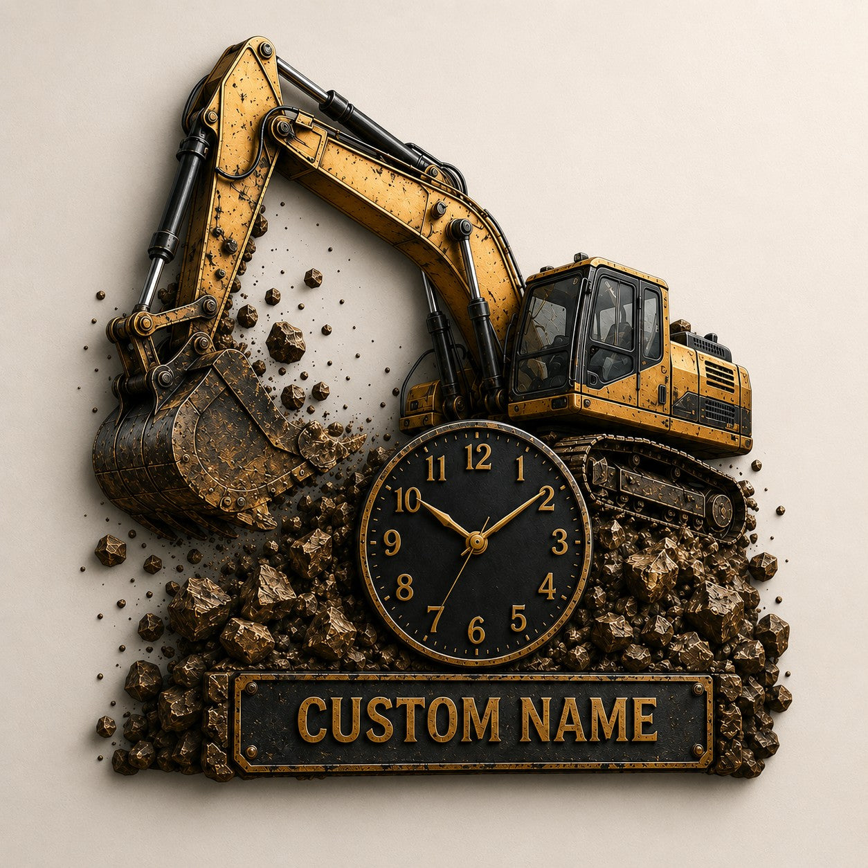 Construction Leadership Custom Name Wall Clock — personalized with a custom name