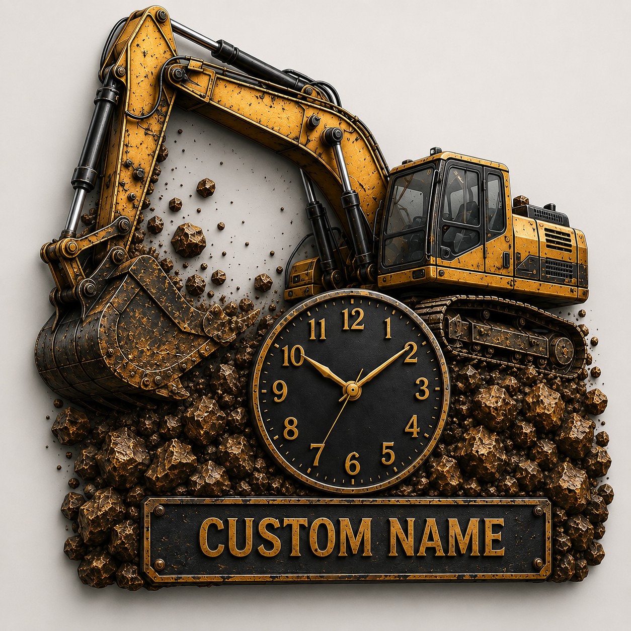 Construction Leadership Custom Name Wall Clock — personalized with a custom name