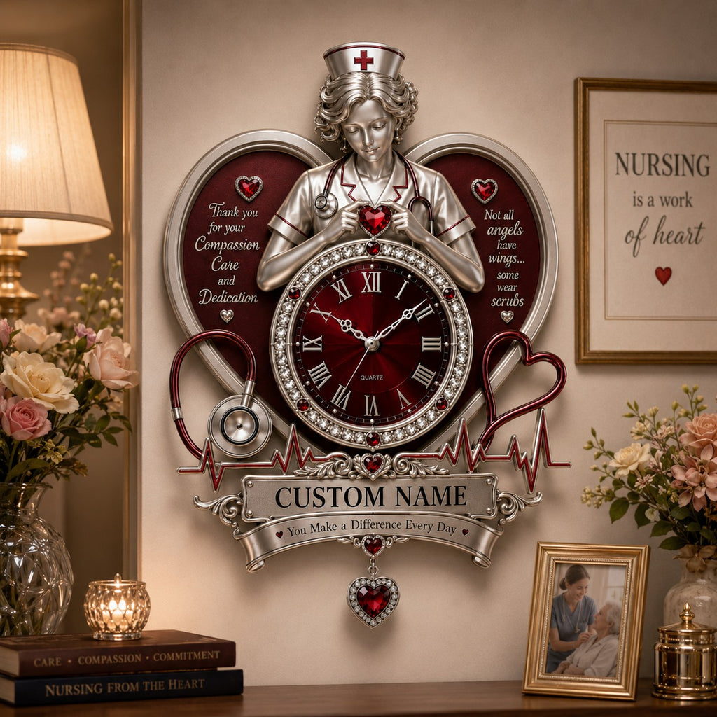 Personalized Nurse Custom Name Wall Clock — personalized with a custom name