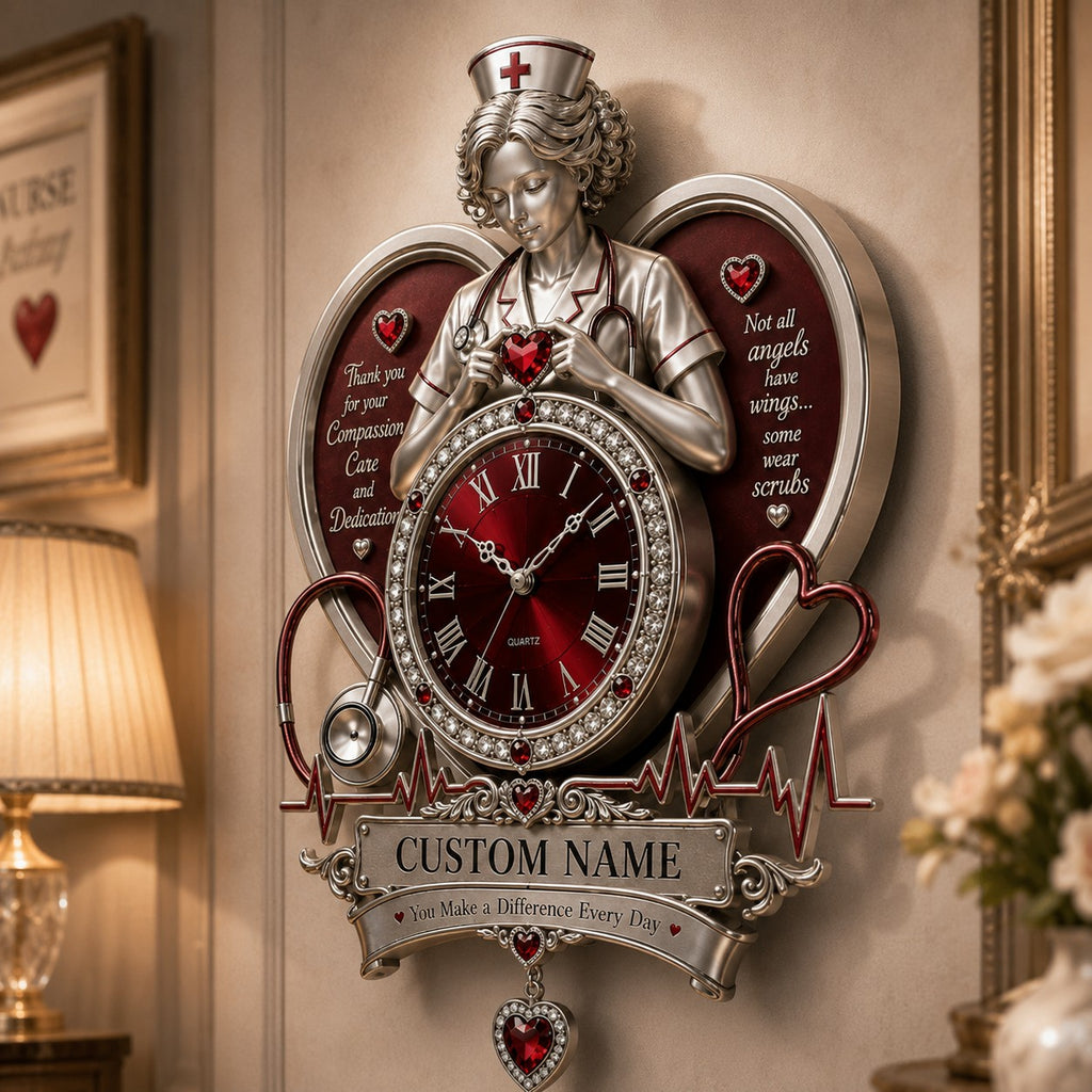 Personalized Nurse Custom Name Wall Clock — personalized with a custom name