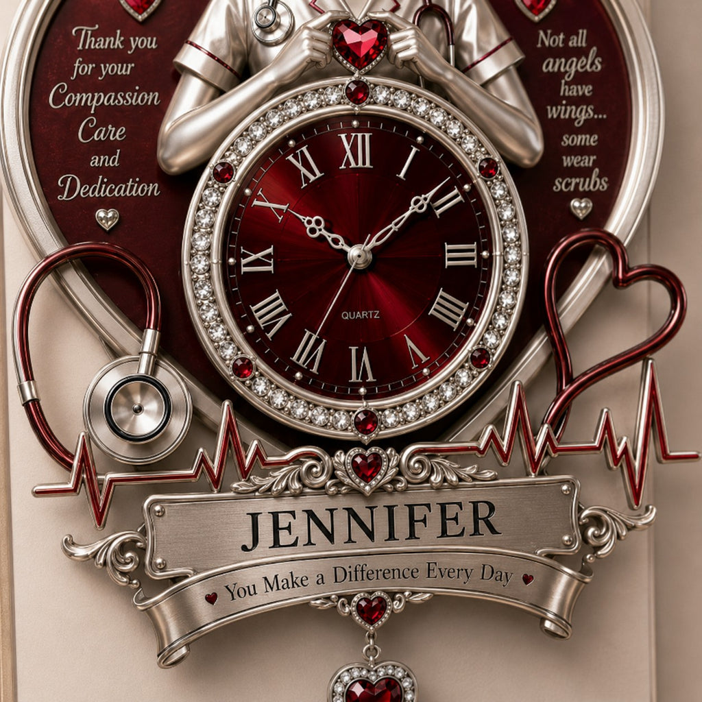 Personalized Nurse Custom Name Wall Clock — personalized with a custom name