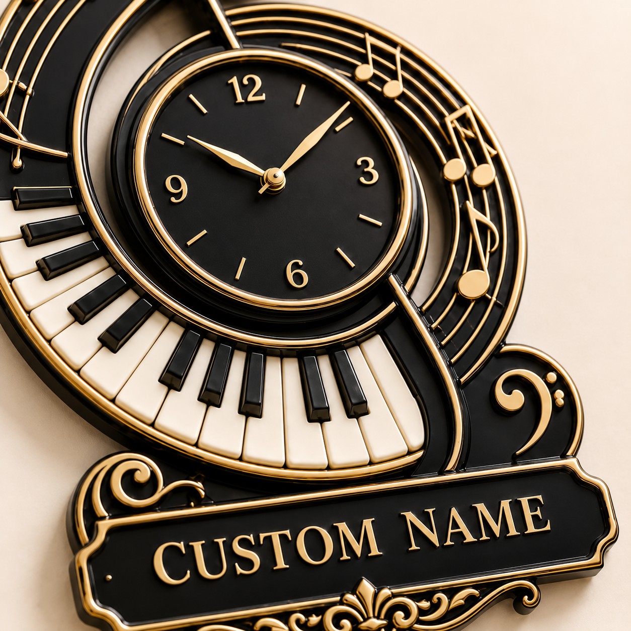 Pianist Custom Name Wall Clock — personalized with a custom name