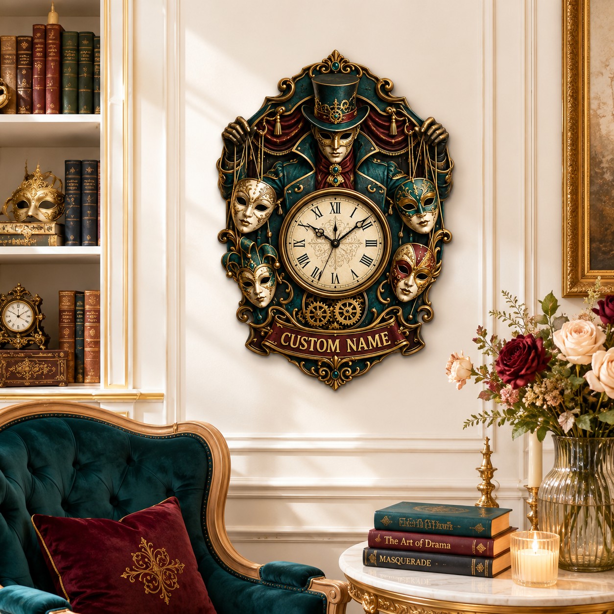 Personalized puppet master wall clock — personalized with a custom name