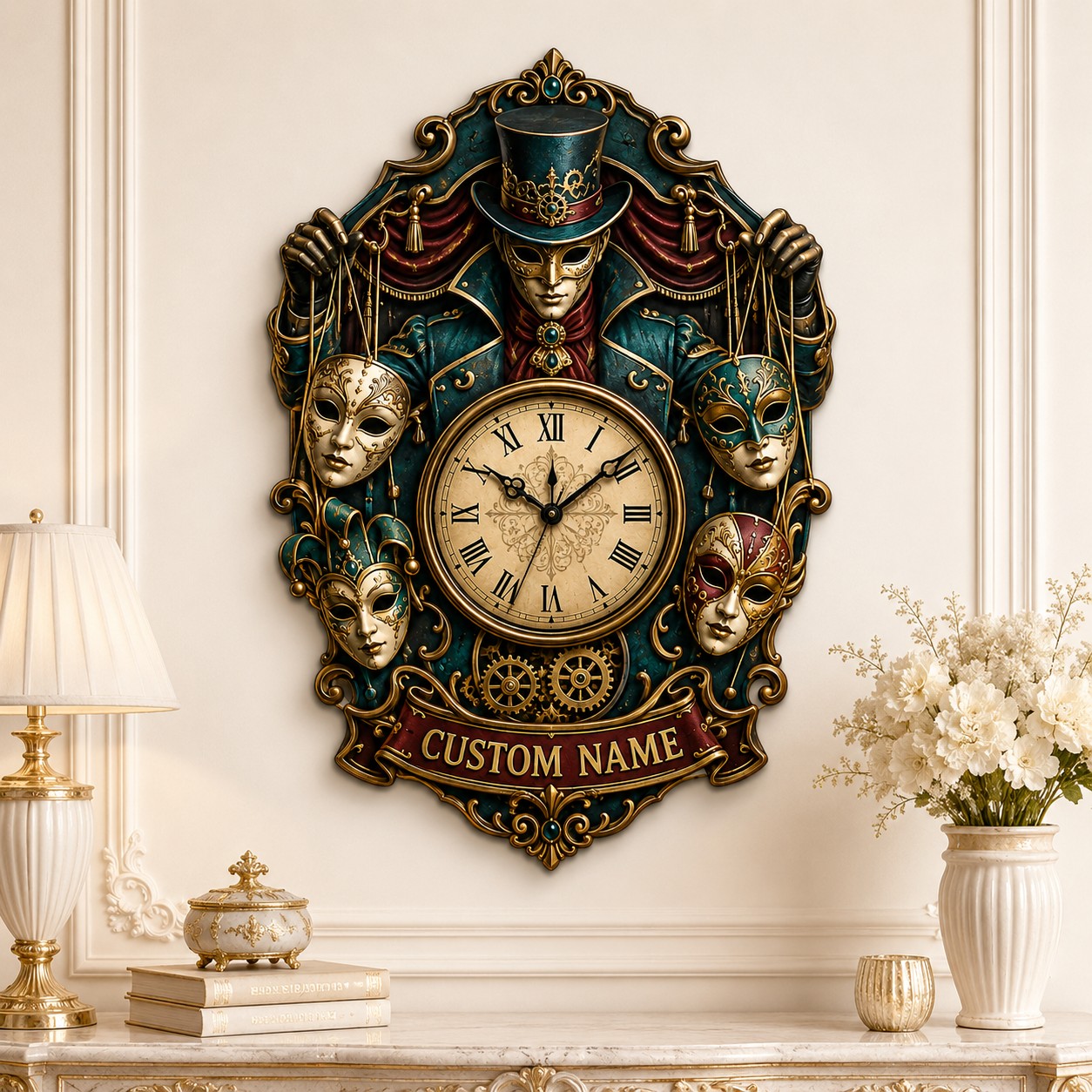 Personalized puppet master wall clock — personalized with a custom name