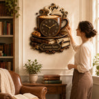 Personalized Coffee and Book Lover Wall Clock — personalized with a custom name