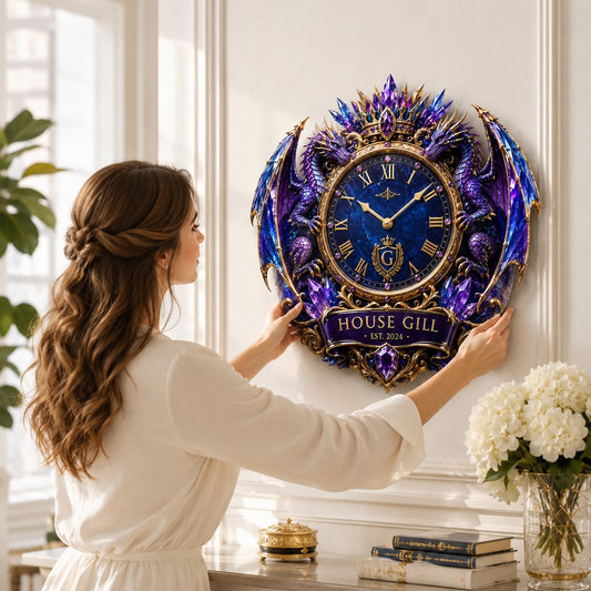 Personalized royal dragon Custom Name Wall Clock — personalized with a custom name