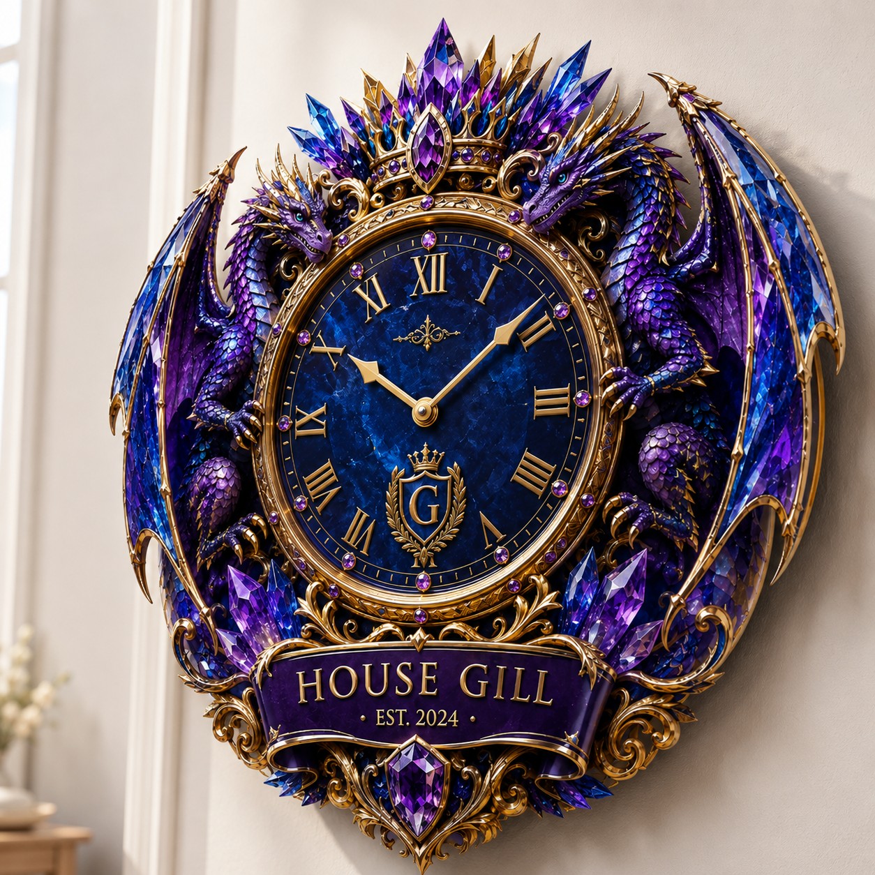 Personalized royal dragon Custom Name Wall Clock — personalized with a custom name