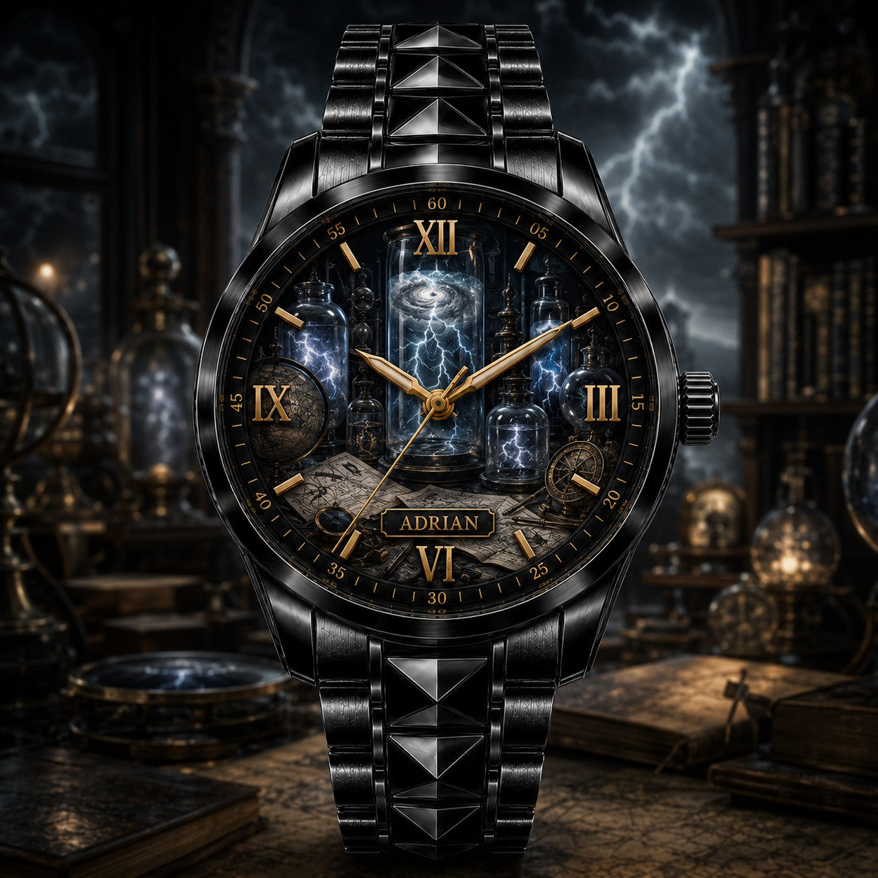 Custom Captured Storm Laboratory Watch — personalized with a custom name