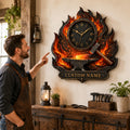 Blacksmith flame Custom Name Wall Clock — personalized with a custom name