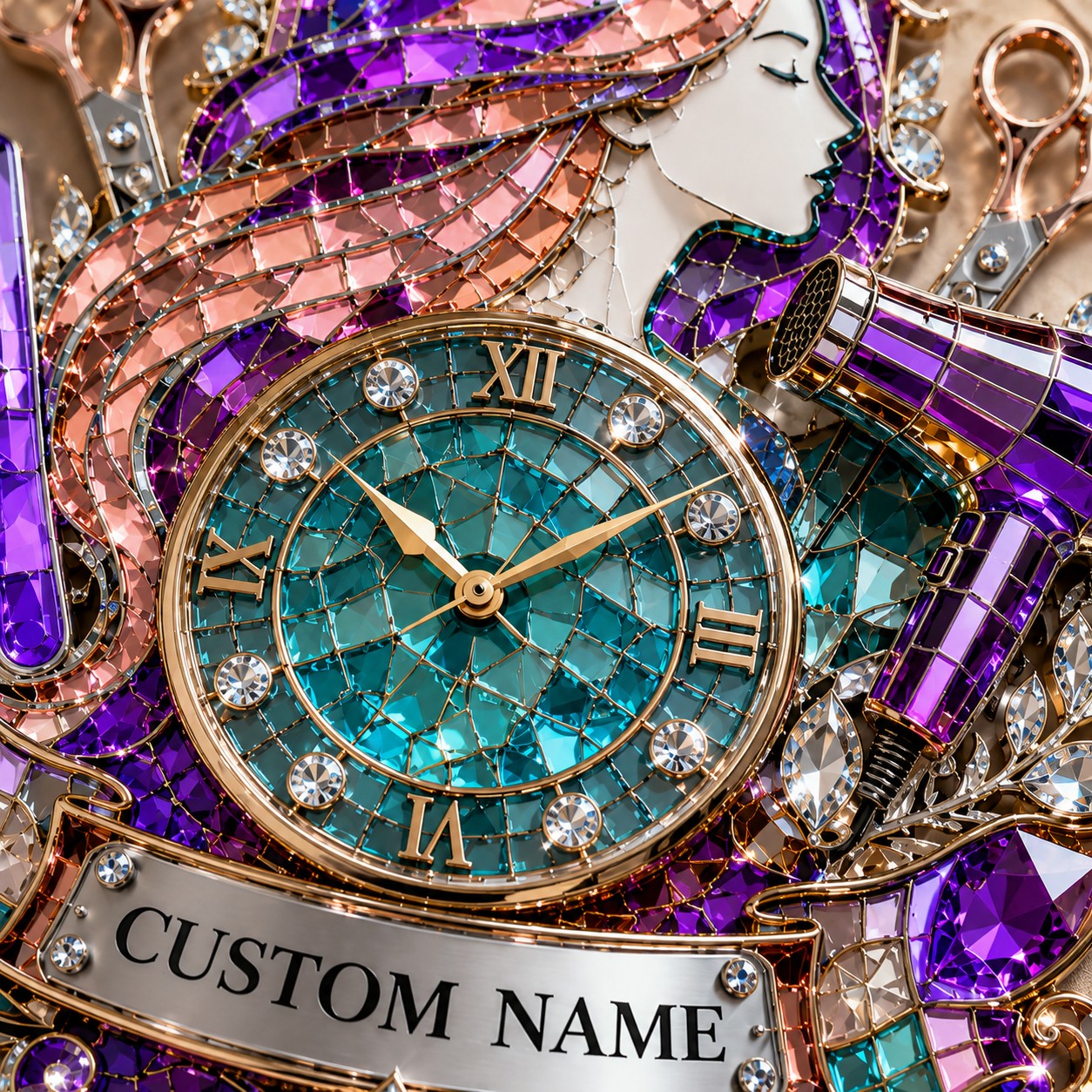 Hairstylist Custom Name Wall Clock — personalized with a custom name