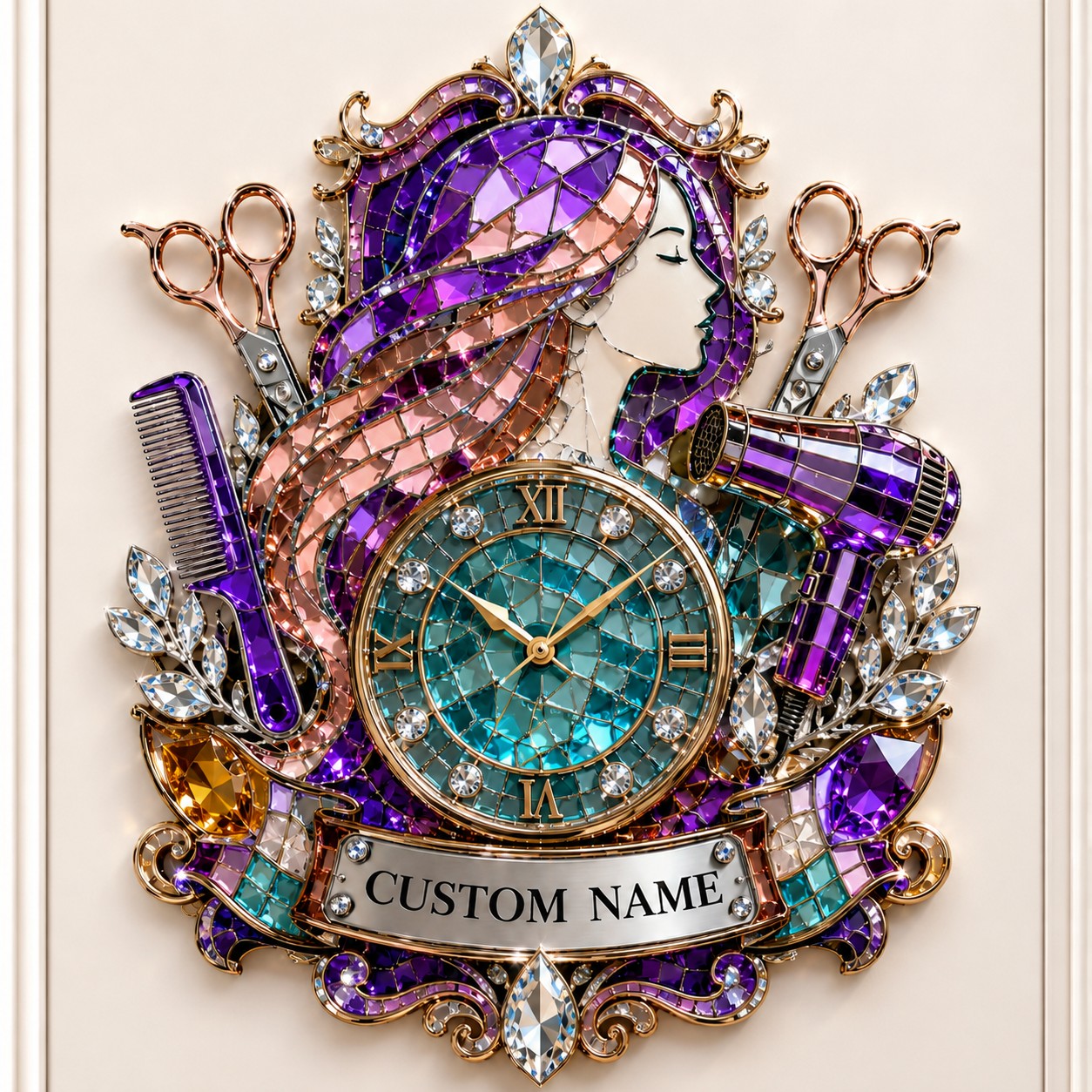 Hairstylist Custom Name Wall Clock — personalized with a custom name