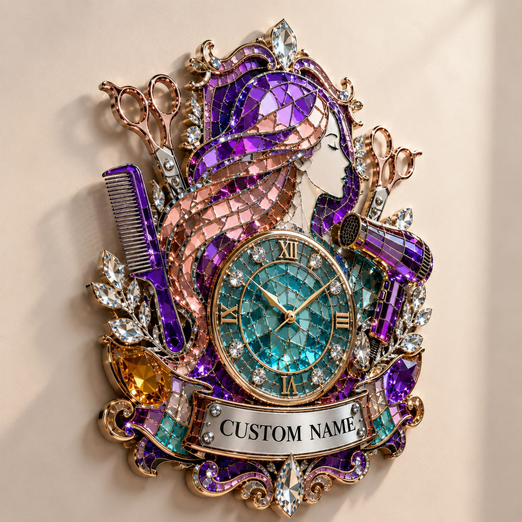 Hairstylist Custom Name Wall Clock — personalized with a custom name