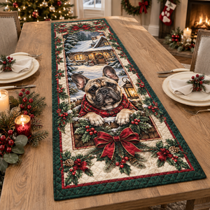 French Bulldog Christmas Quilted Table Runner