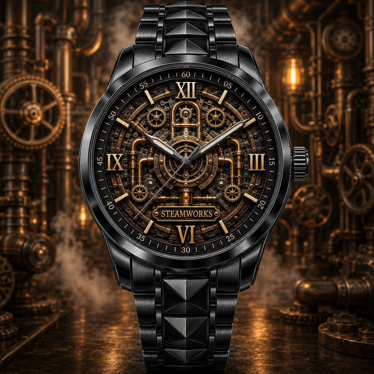 Personalized Steampunk Watch with a custom name set into the design
