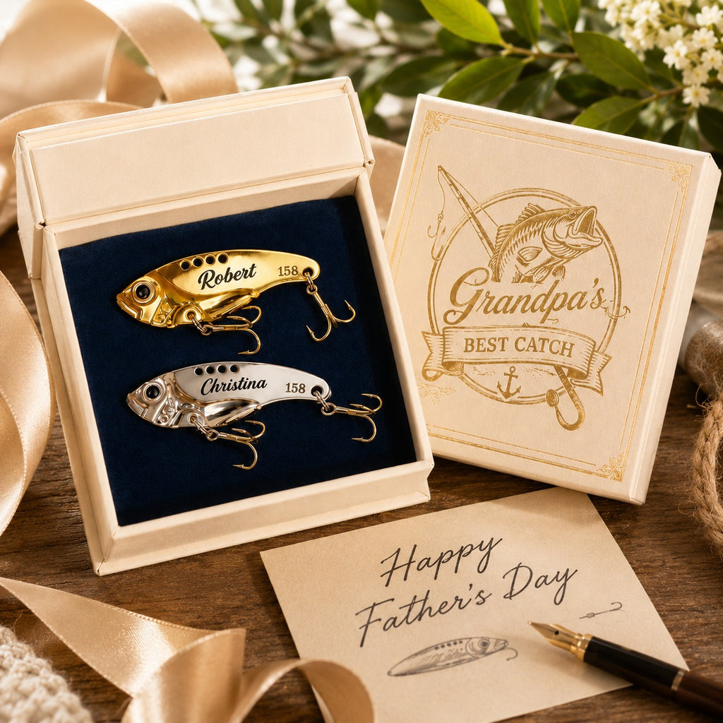 Fishing lure gift box Custom Name Wall Clock — personalized with a custom name