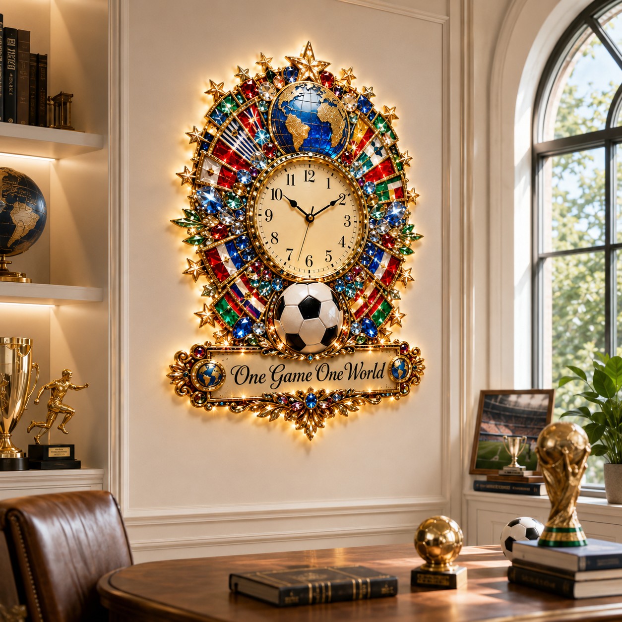 World soccer Custom Name Wall Clock — personalized with a custom name