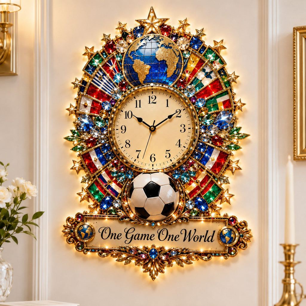 World soccer Custom Name Wall Clock — personalized with a custom name
