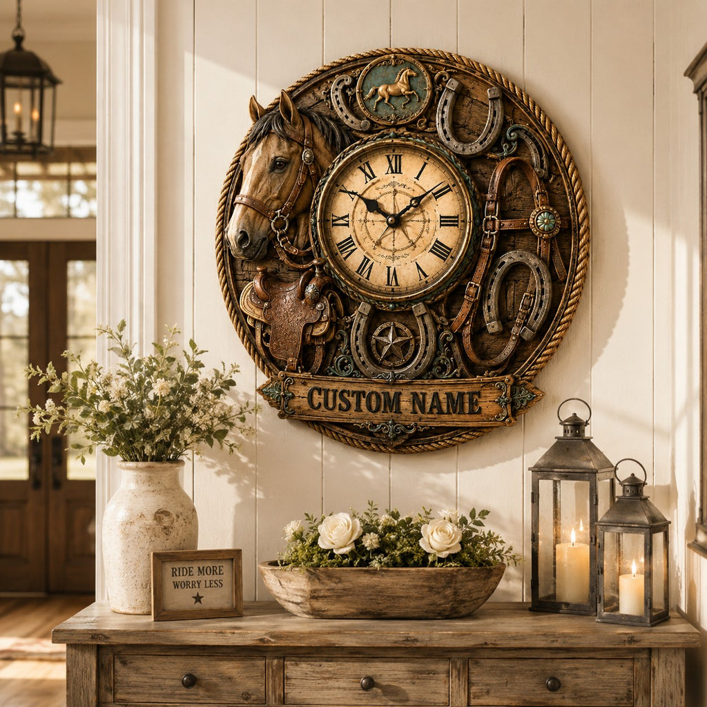 Horse wall clock — personalized with a custom name