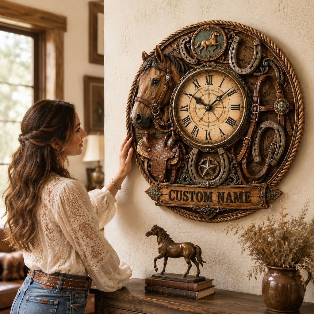 Horse wall clock — personalized with a custom name