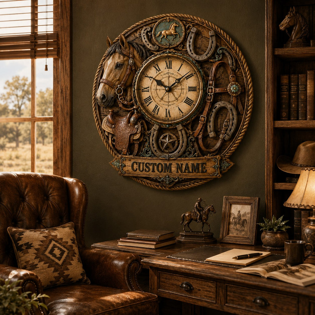 Horse wall clock — personalized with a custom name