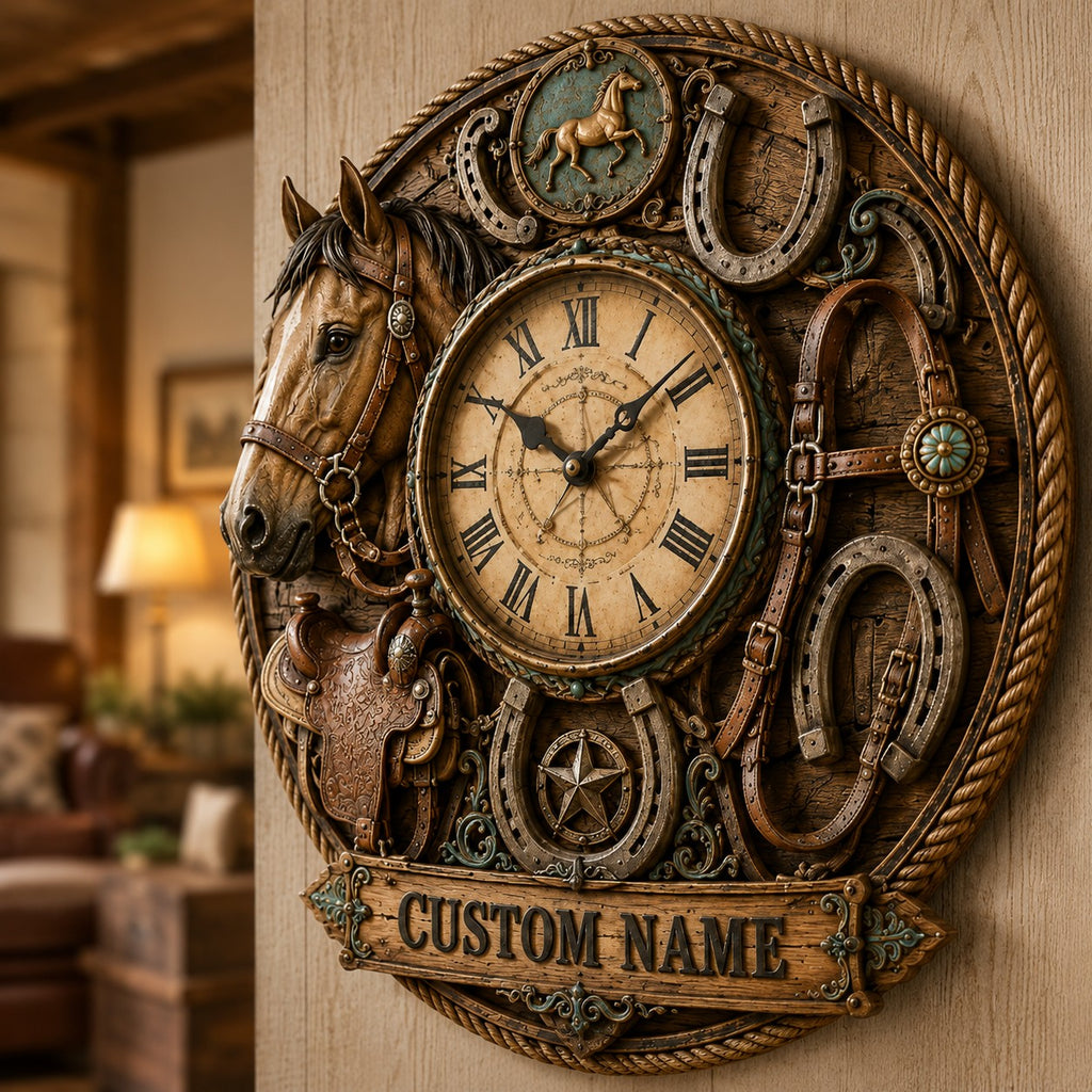 Horse wall clock — personalized with a custom name