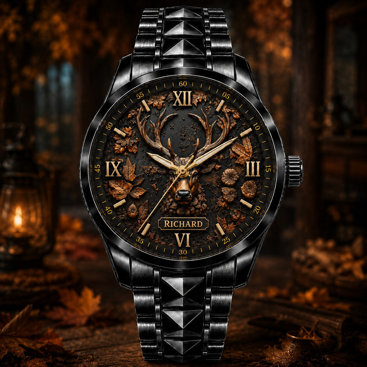 Custom Autumn Stag Watch — personalized with a custom name