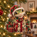 Gecko Acrylic Christmas Ornament — digital product visualization