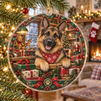 German Shepherd Acrylic Christmas Ornament — digital product visualization