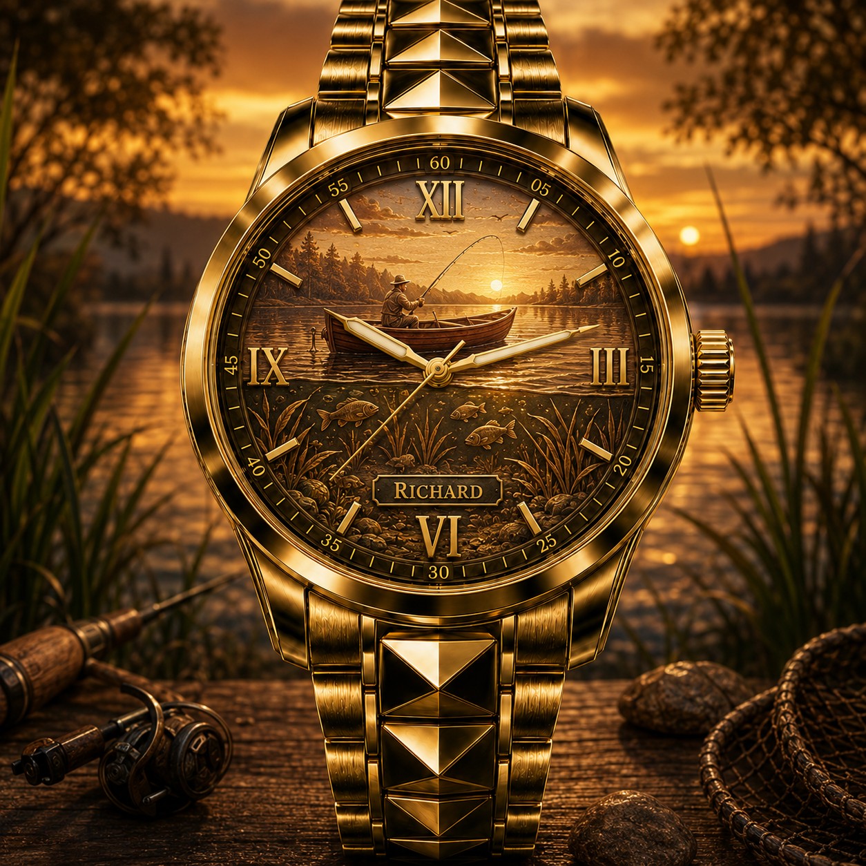 Custom Fishing Enthusiast Watch — personalized with a custom name