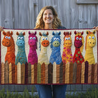 Bright Horses Over Picket Fence Table Runner