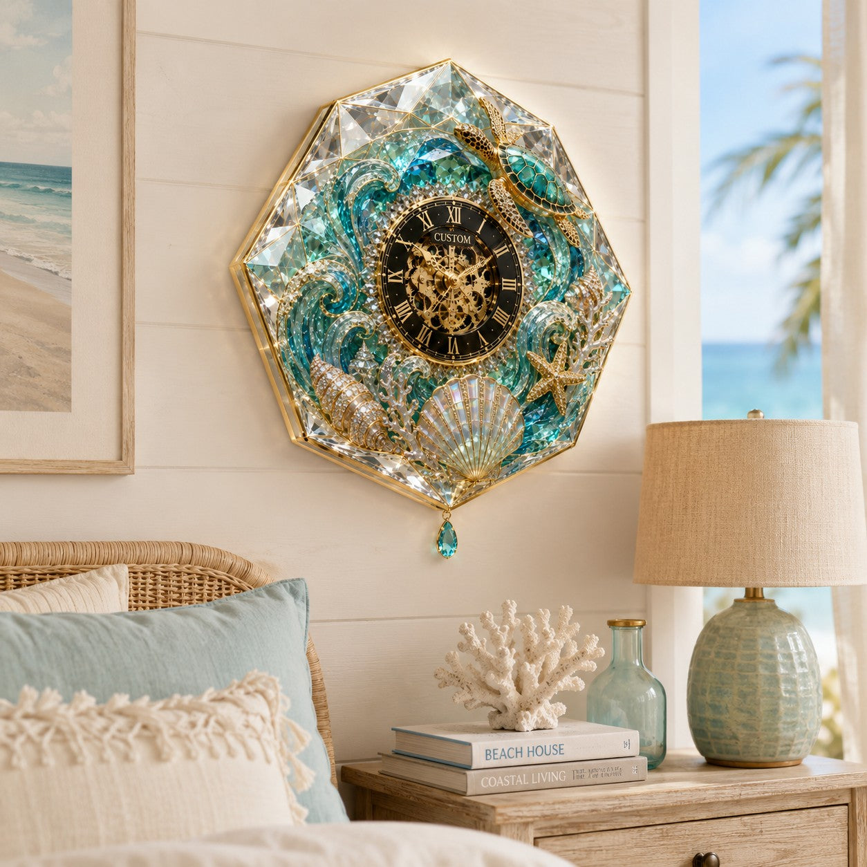 Personalized sea turtle wall clock — personalized with a custom name