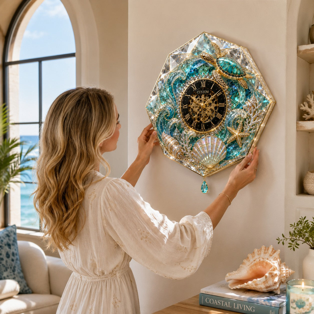 Personalized sea turtle wall clock — personalized with a custom name