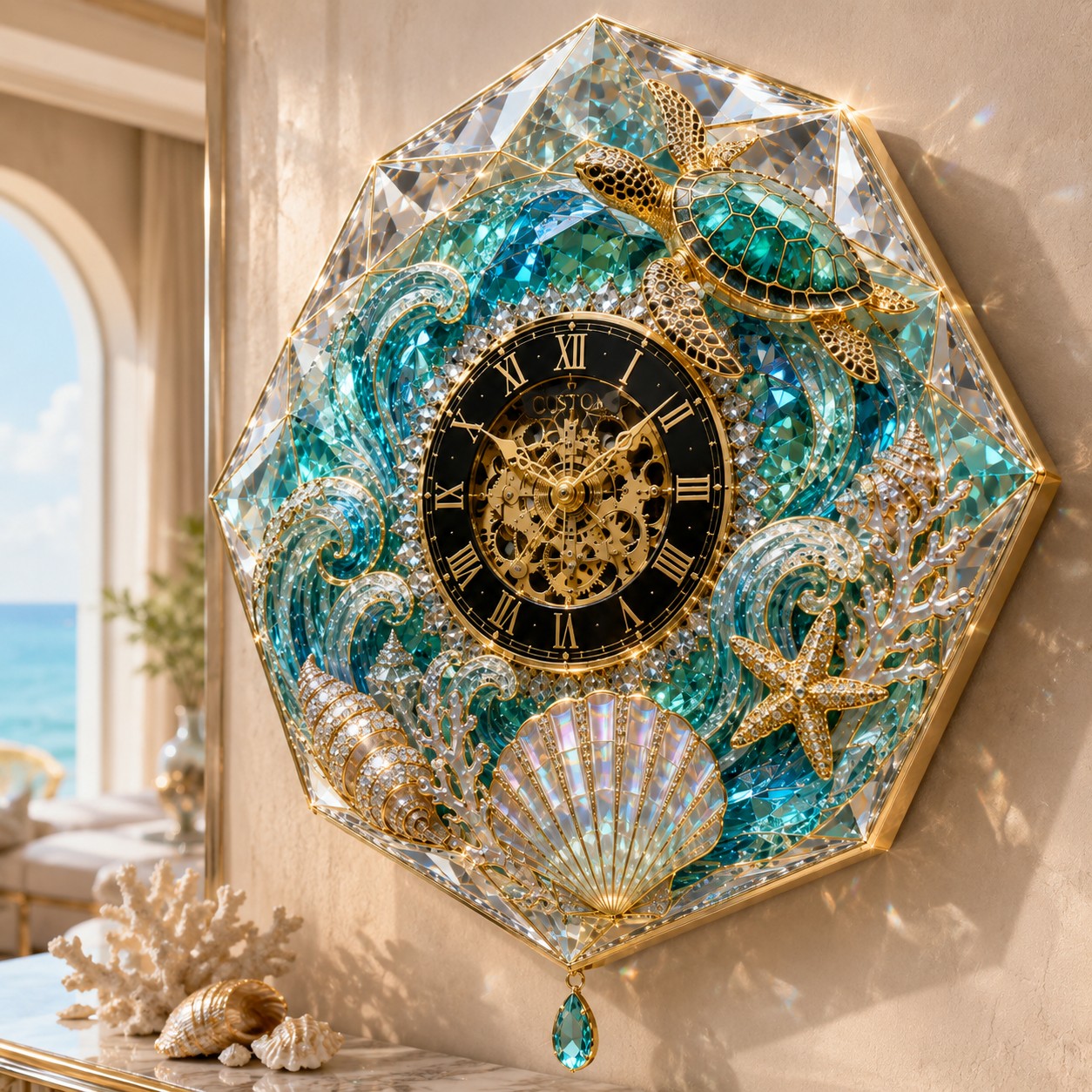 Personalized sea turtle wall clock — personalized with a custom name