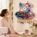 Sewing machine Custom Name Wall Clock — personalized with a custom name