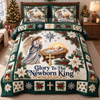 Glory Newborn King quilted 3-piece bedding set on a made bed with two matching pillow shams