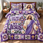 God Bible Promise quilted 3-piece bedding set on a made bed in a softly lit bedroom