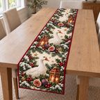 Goose Fig Toy Lantern printed Christmas quilted table runner; design mockup showing a flat printed depth effect.