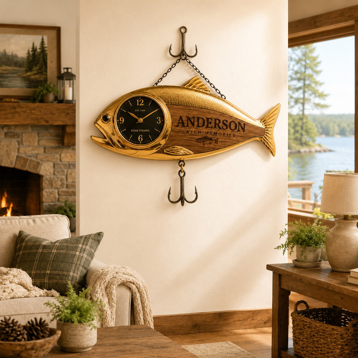 Fish Custom Name Wall Clock — personalized with a custom name