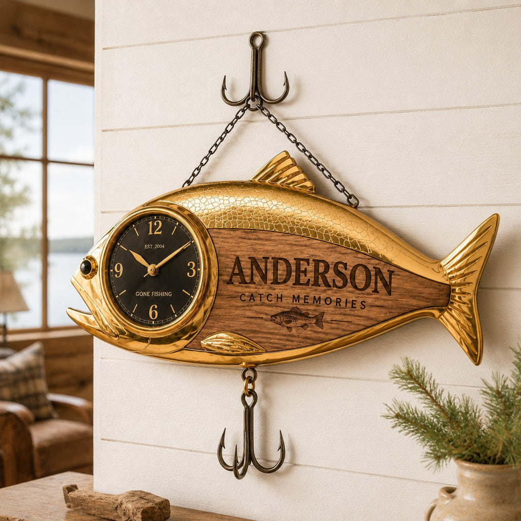 Fish Custom Name Wall Clock — personalized with a custom name