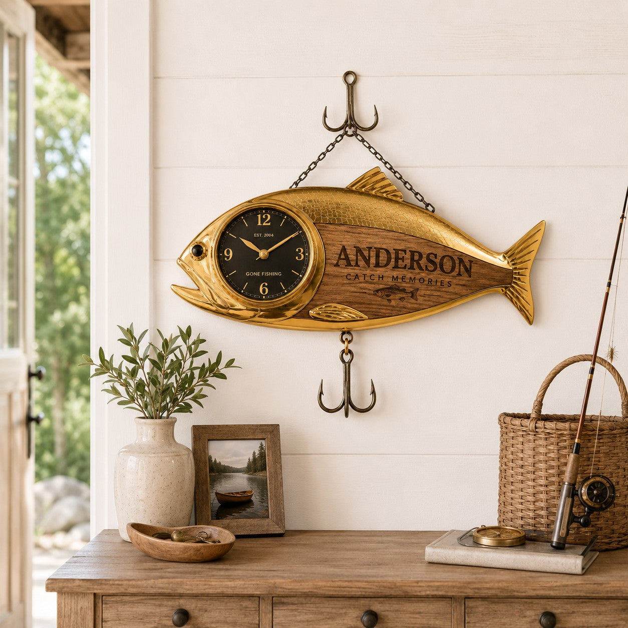 Fish Custom Name Wall Clock — personalized with a custom name