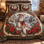 Greyhound Christmas 3-Piece Quilted Bedding Set — digital product visualization