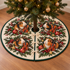 Guinea Pig Cranberry Toy Cello printed Christmas circular tree skirt; design mockup showing a flat printed depth effect.