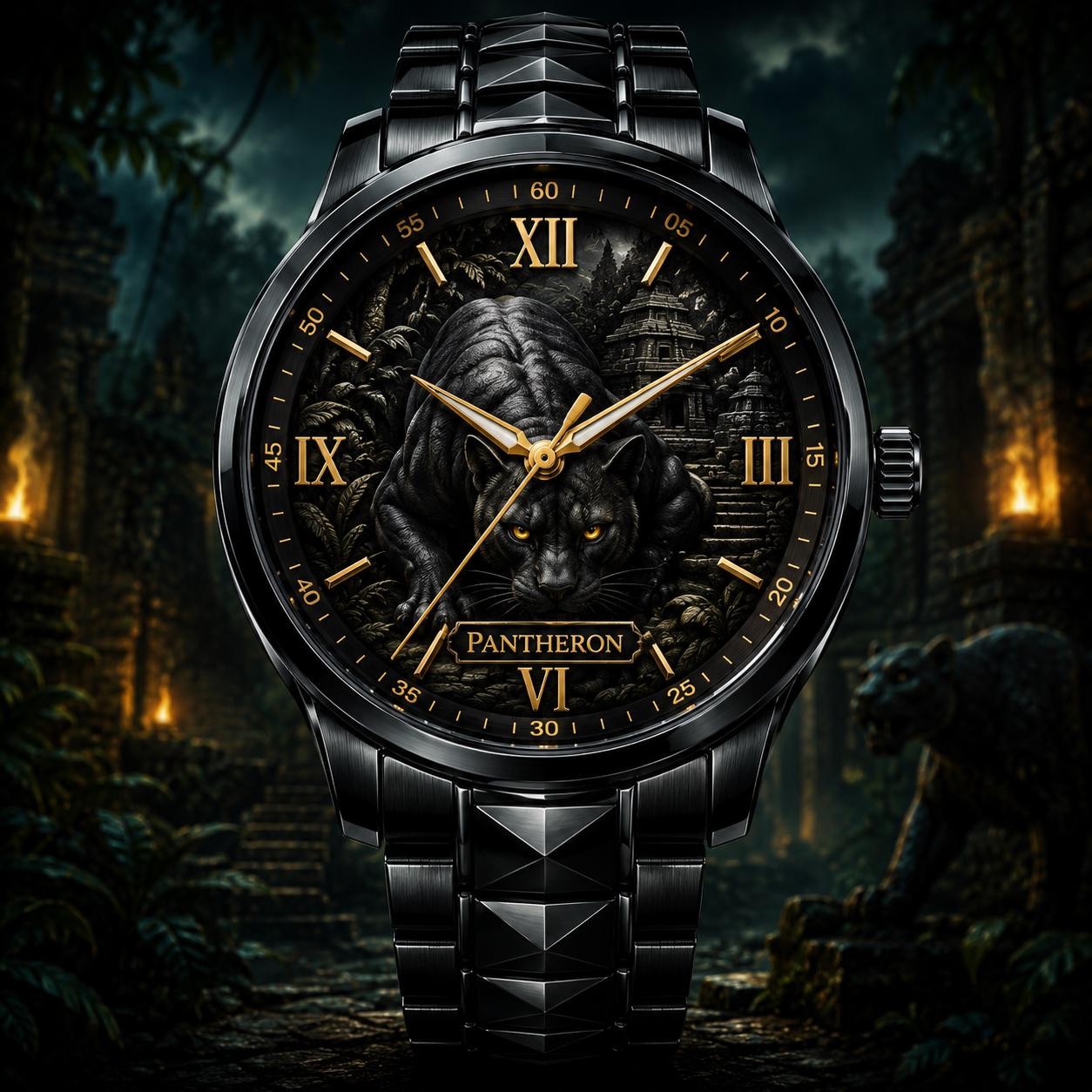 Custom Black Panther Watch — personalized with a custom name