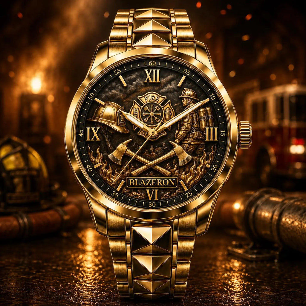 Personalized Firefighter Watch III with a custom name set into the design