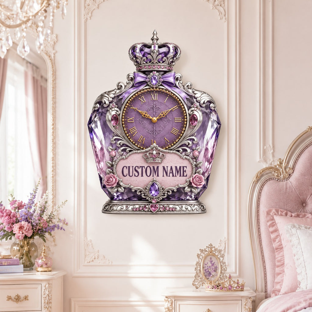 Princess perfume bottle Custom Name Wall Clock — personalized with a custom name