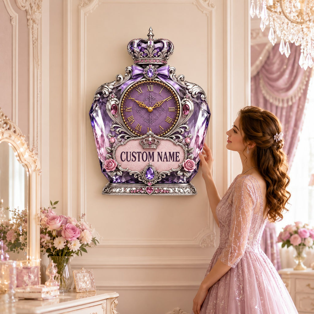 Princess perfume bottle Custom Name Wall Clock — personalized with a custom name